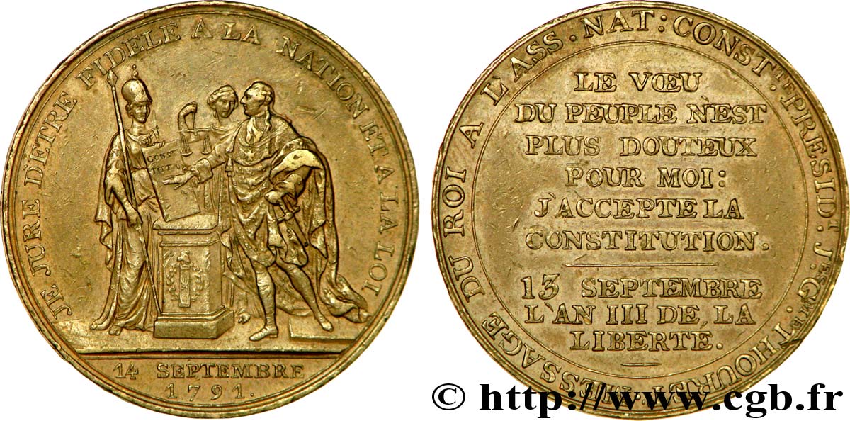 REVOLUTION COINAGE / CONFIANCE (MONNAIES DE…) Monnaie de confiance, Monneron du Serment du roi 1791 Paris AU/AU