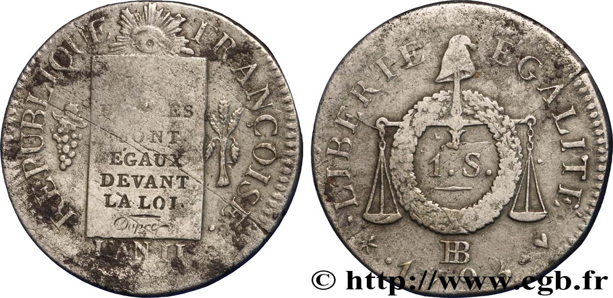 LA CONVENTION 1 sol dit &nbsp;à la table de loi&nbsp; 1793 Strasbourg TB+