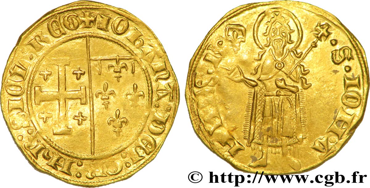 PROVENCE - COUNTY OF PROVENCE - JEANNE OF NAPOLY Florin d or à la chambre SS/VZ