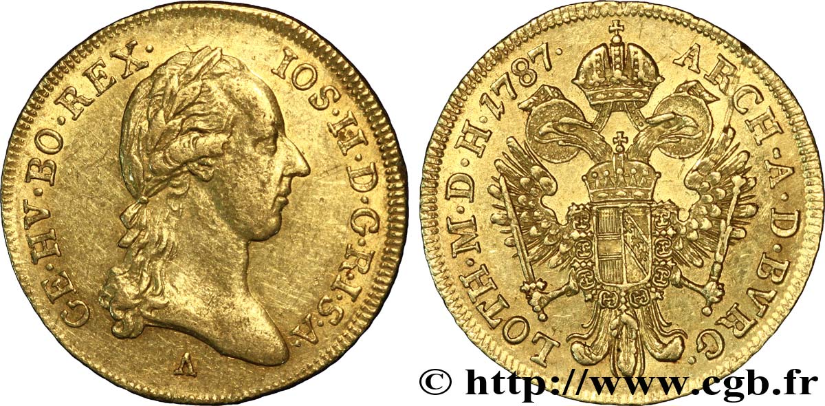 AUTRICHE - JOSEPH II Ducat d or 1787 Vienne XF/AU