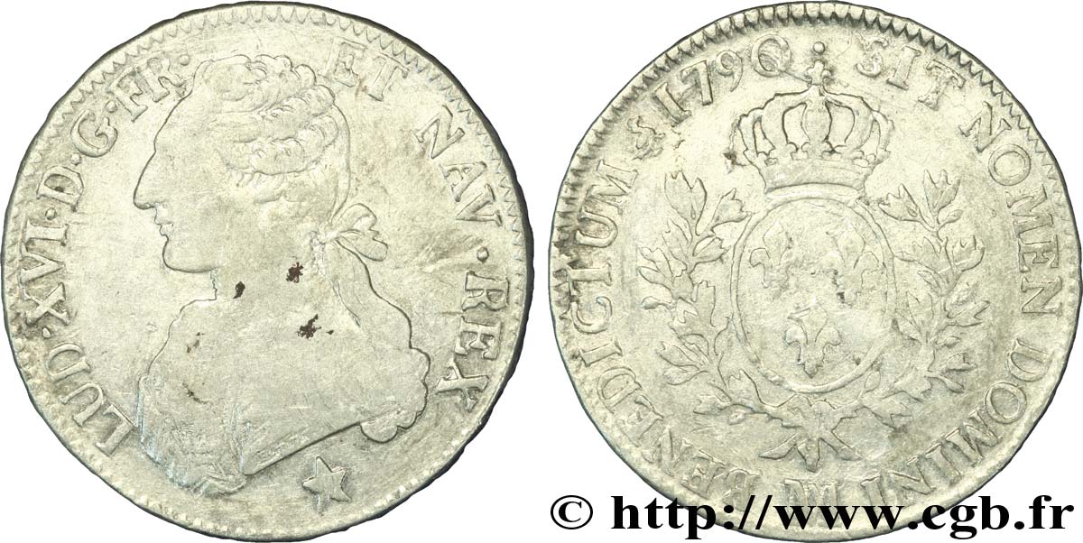 LOUIS XVI (MONARQUE CONSTITUTIONNEL)  Écu dit  aux branches d olivier  1790 Marseille TB+