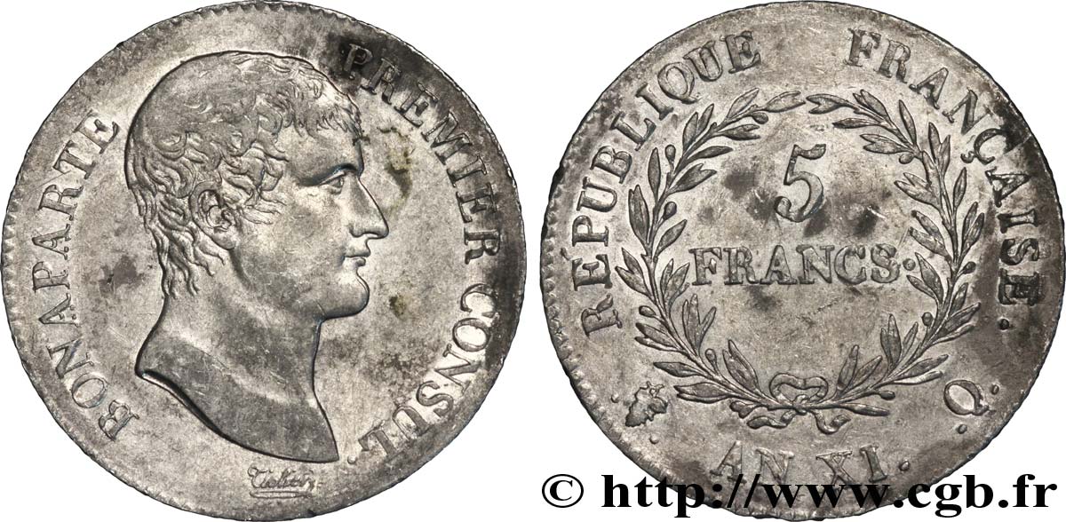 5 francs Bonaparte Premier Consul 1803 Perpignan F.301/7 SS 