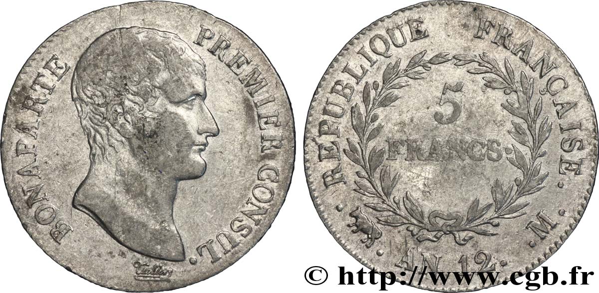 5 francs Bonaparte Premier Consul 1804 Toulouse F.301/20 VF 