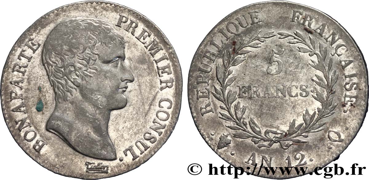 5 francs Bonaparte Premier Consul 1804 Perpignan F.301/23 BB 
