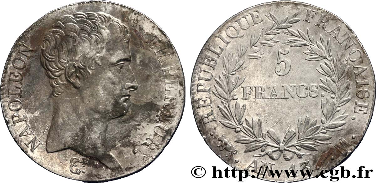 5 francs Napoléon Empereur, Calendrier révolutionnaire 1805 Toulouse F.303/13 TTB 