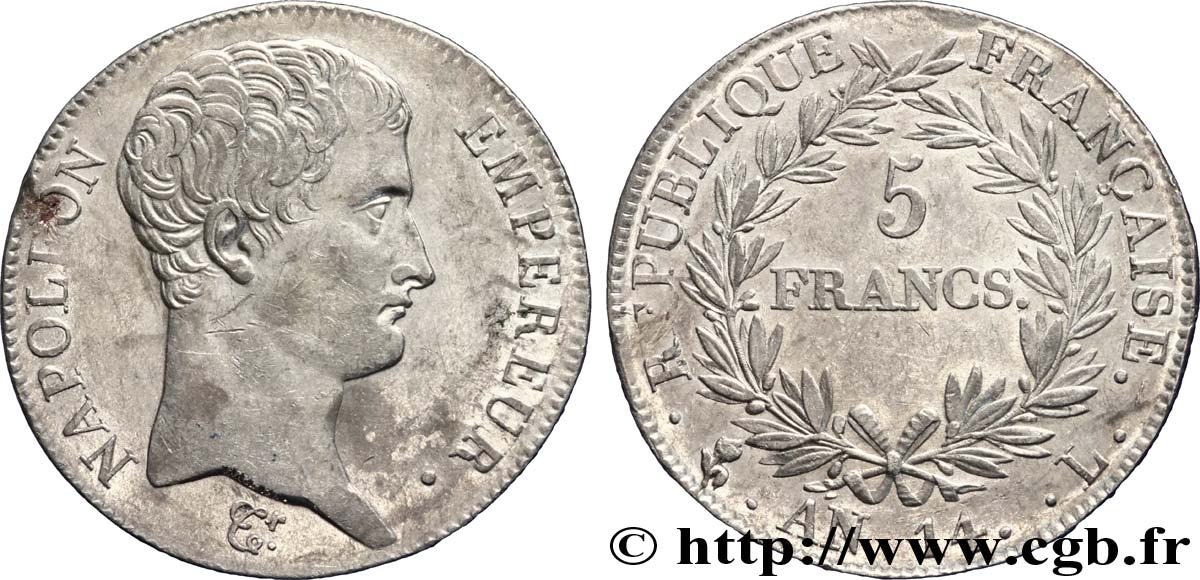 5 francs Napoléon Empereur, Calendrier révolutionnaire 1805 Bayonne F.303/25 XF 