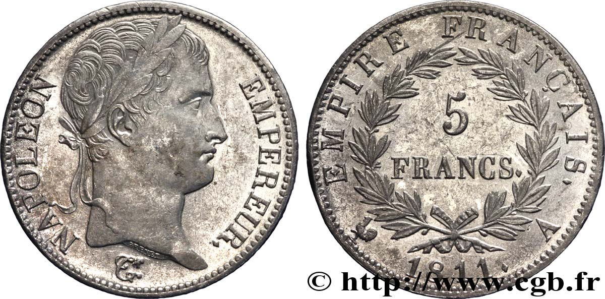 5 francs Napoléon Empereur, Empire français 1811 Paris F.307/27 EBC 