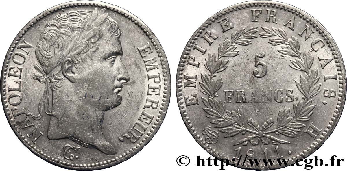 5 francs Napoléon Empereur, Empire français 1811 La Rochelle F.307/31 BB 