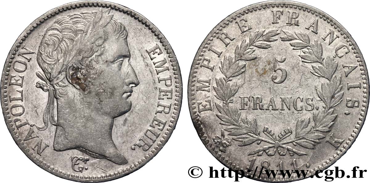 5 francs Napoléon Empereur, Empire français 1811 Bordeaux F.307/33 TTB 