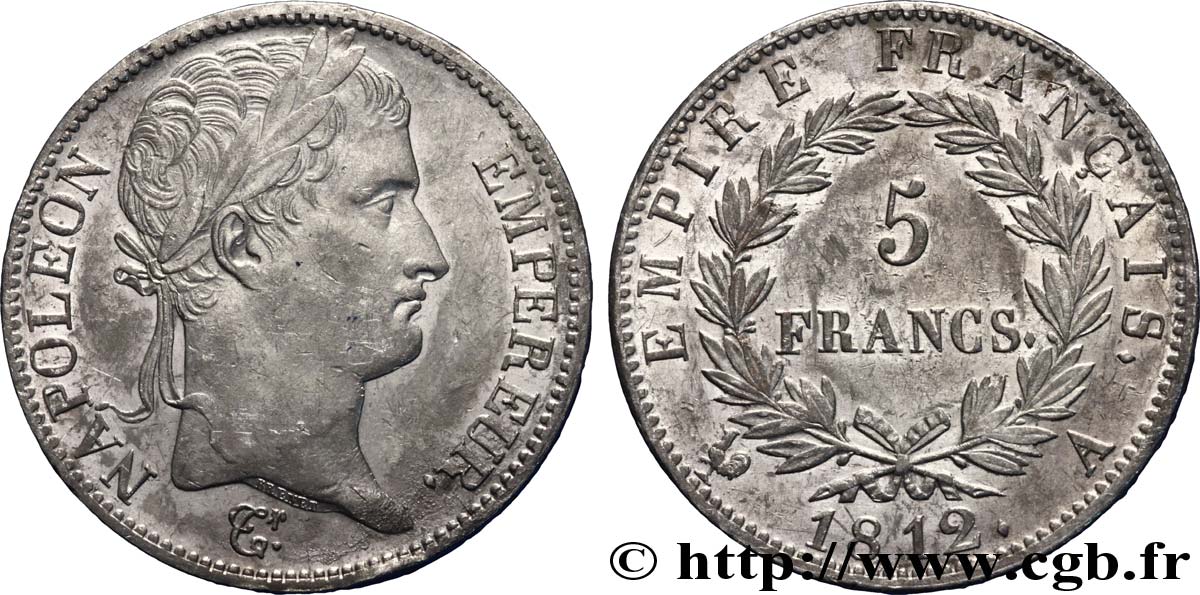 5 francs Napoléon Empereur, Empire français 1812 Paris F.307/41 XF 