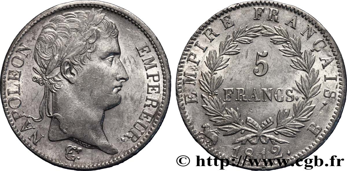 5 francs Napoléon Empereur, Empire français 1812 Rouen F.307/42 BB 