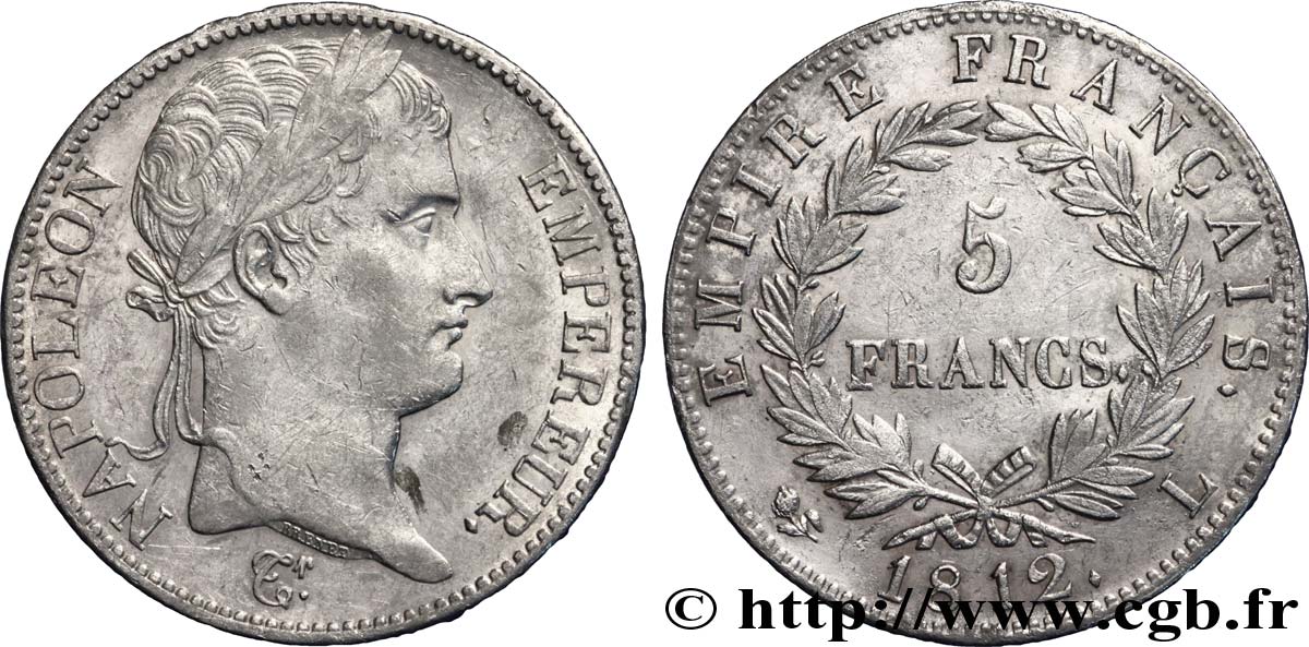 5 francs Napoléon Empereur, Empire français 1812 Bayonne F.307/48 XF 