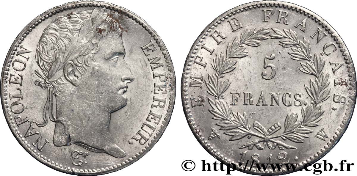 5 francs Napoléon Empereur, Empire français 1812 Lille F.307/57 SUP 