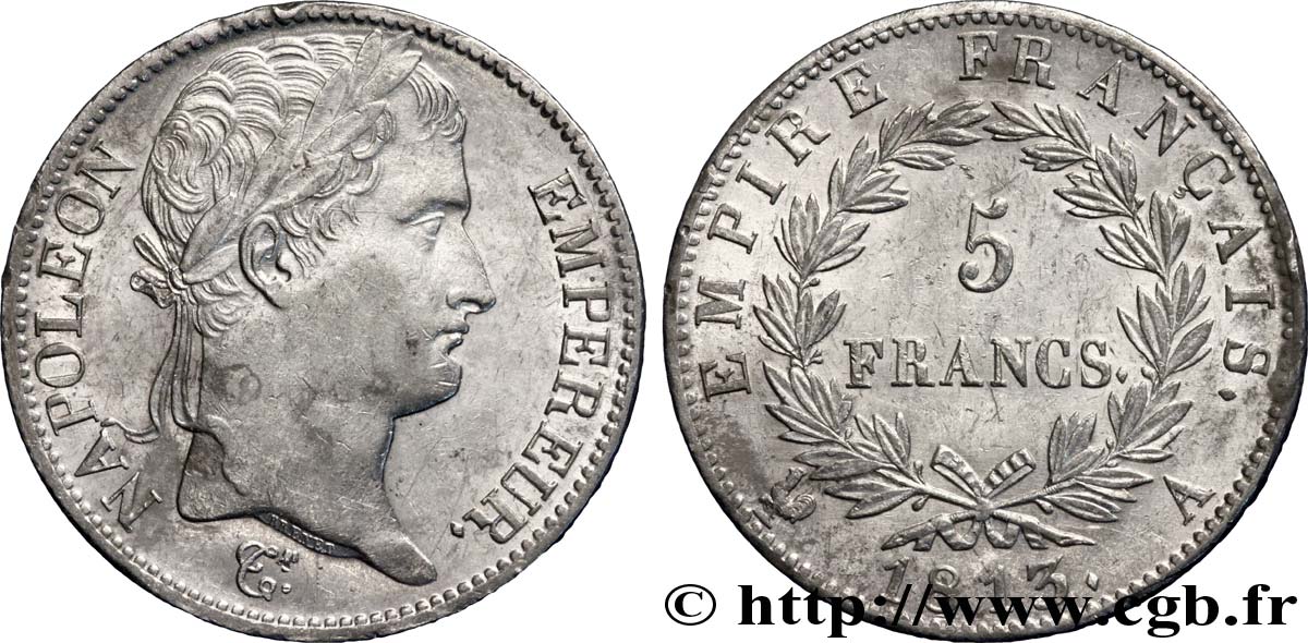 5 francs Napoléon Empereur, Empire français 1813 Paris F.307/58 AU 
