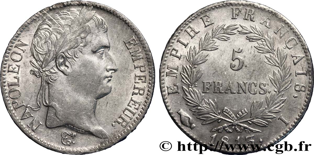 5 francs Napoléon Empereur, Empire français 1813 Limoges F.307/64 MBC 