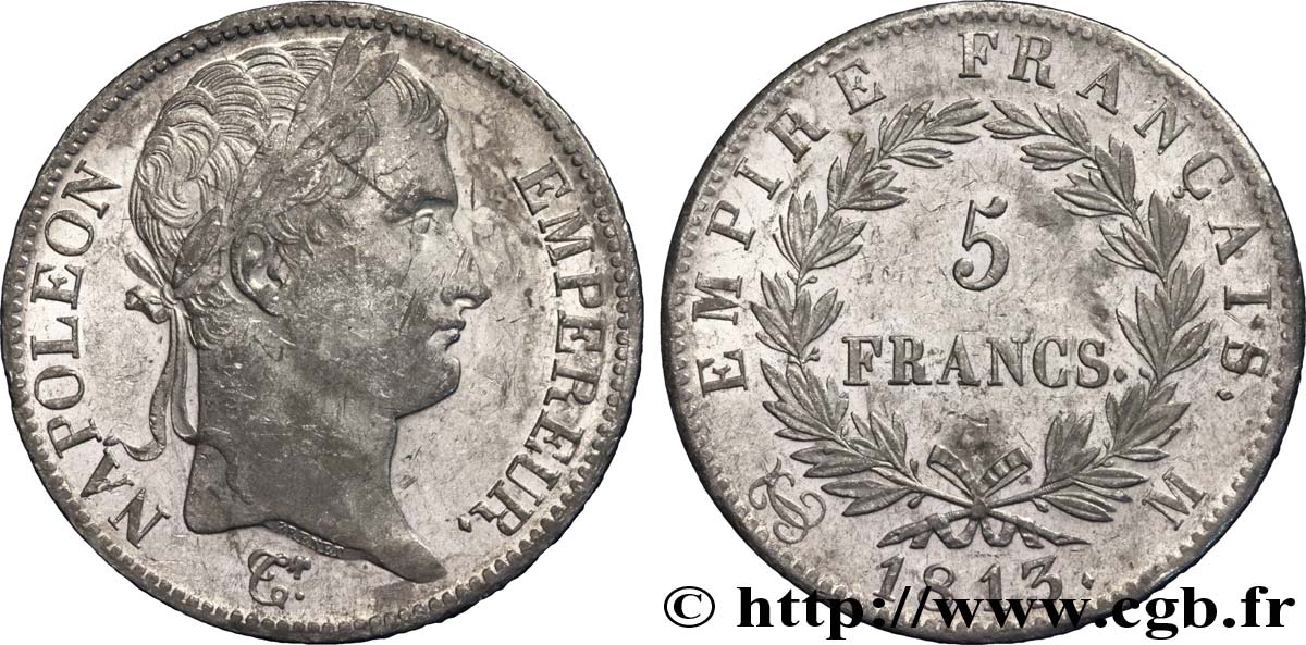 5 francs Napoléon Empereur, Empire français 1813 Toulouse F.307/68 MBC 