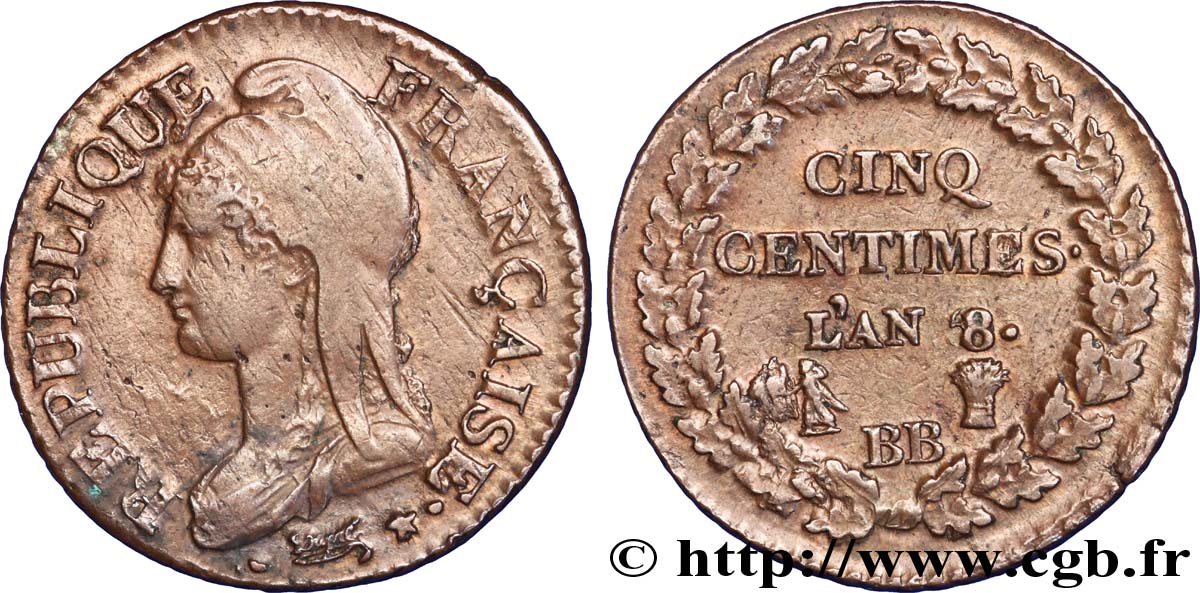 Cinq centimes Dupré, grand module 1800 Strasbourg F.115/118 TTB 