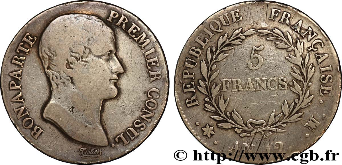 5 francs Bonaparte Premier Consul 1804 Marseille F.301/21 BC 