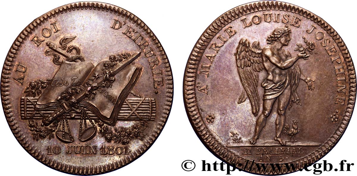 CONSULAT Médaille BR 33, mariage de Marie-Louise d’Espagne et du roi d’Étrurie SPL