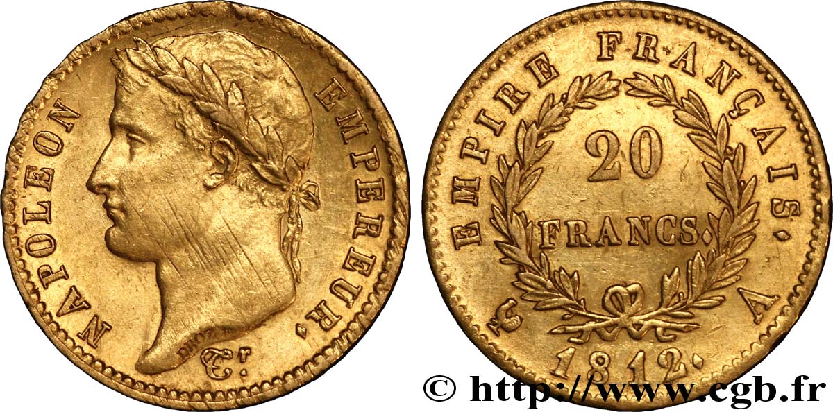 20 francs or Napoléon tête laurée, Empire français 1812 Paris F.516/22 SUP 