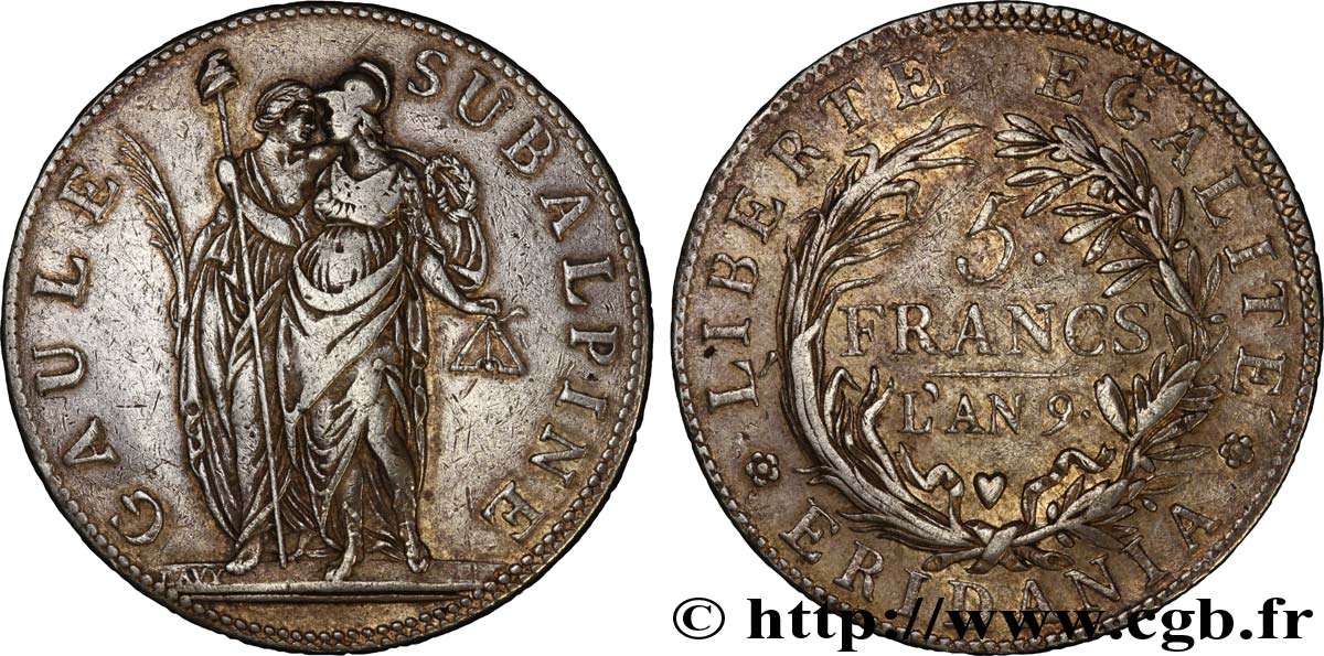 5 francs 1801 Turin VG.843  XF 