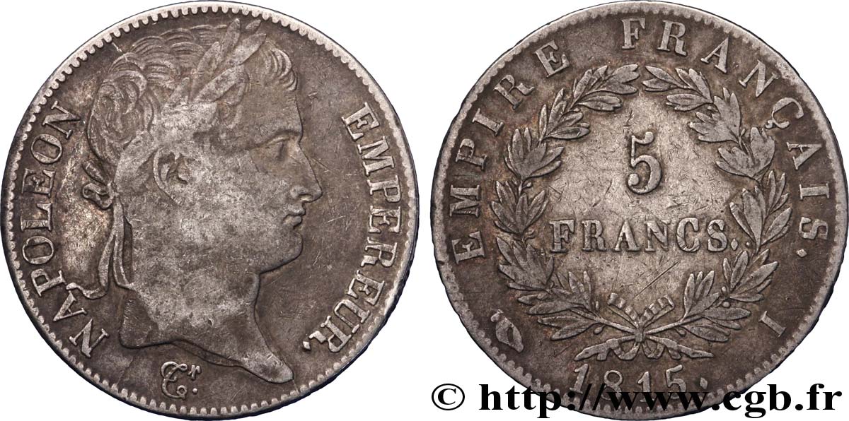 5 francs Napoléon Empereur, Cent-Jours 1815 Limoges F.307A/4 TB 