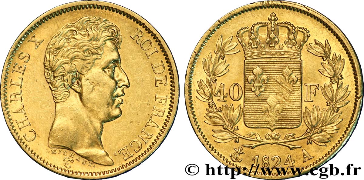 40 francs or Charles X, 1er type 1824 Paris F.543/1 SS 