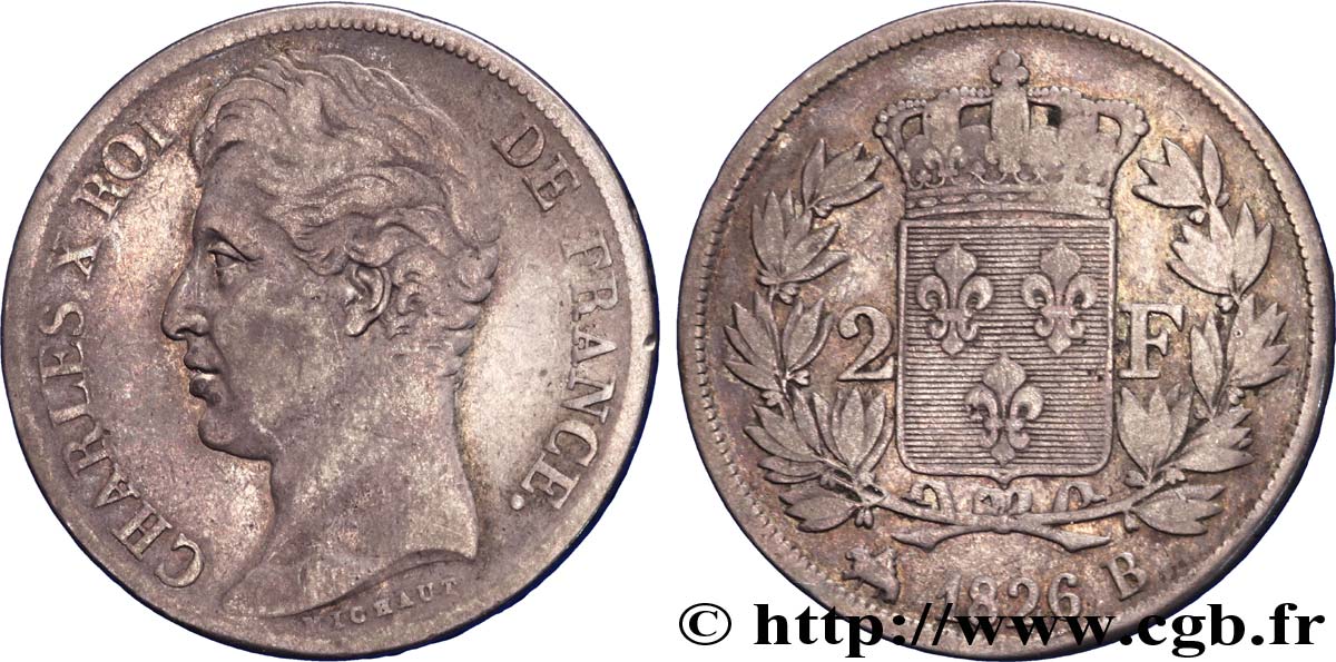 2 francs Charles X 1826 Rouen F.258/13 S 
