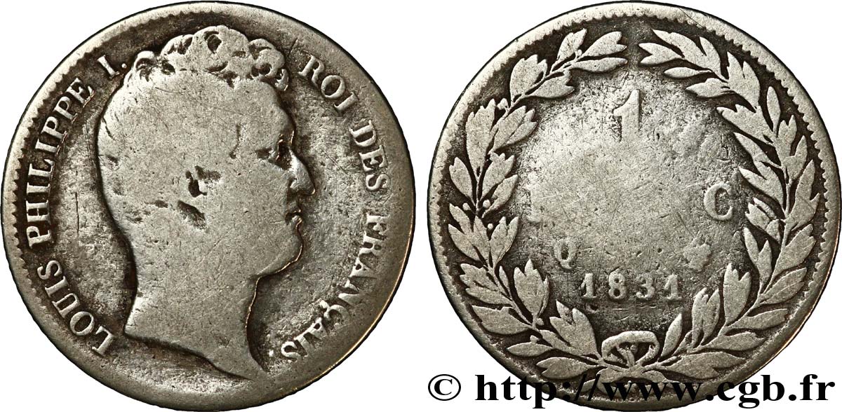 1 franc Louis-Philippe, tête nue 1831 Perpignan F.209/10 VG 