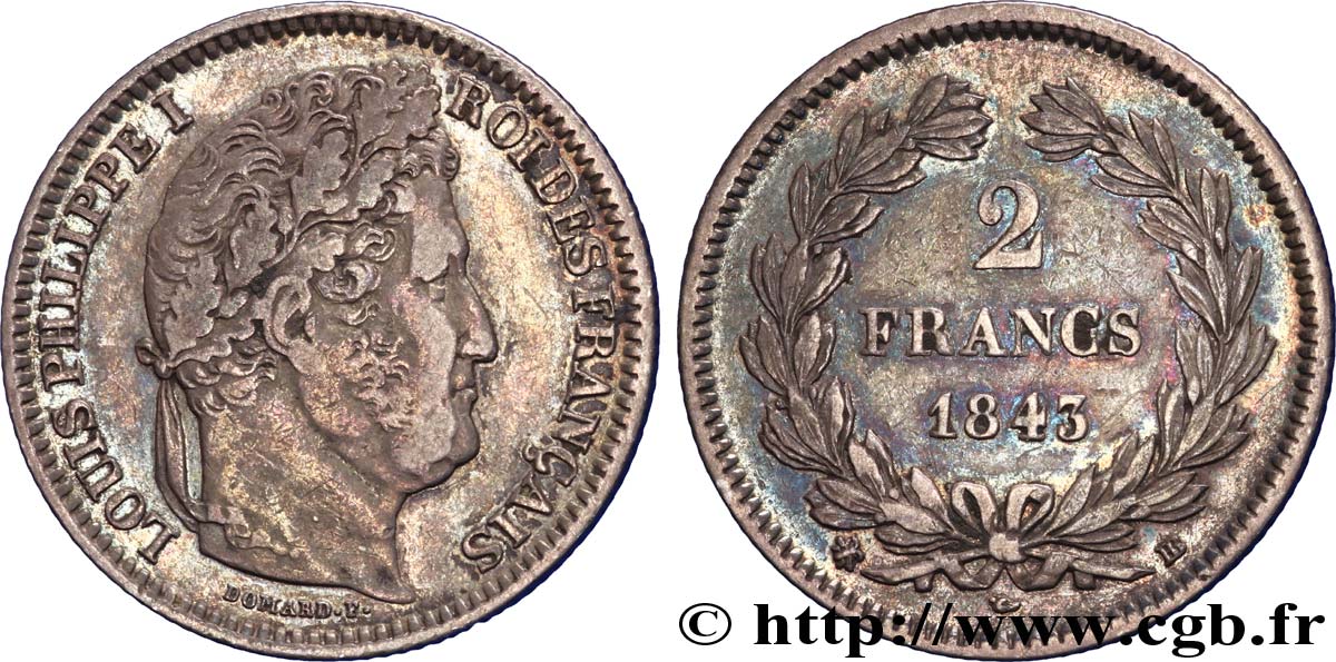 2 francs Louis-Philippe 1843 Strasbourg F.260/94 SS 