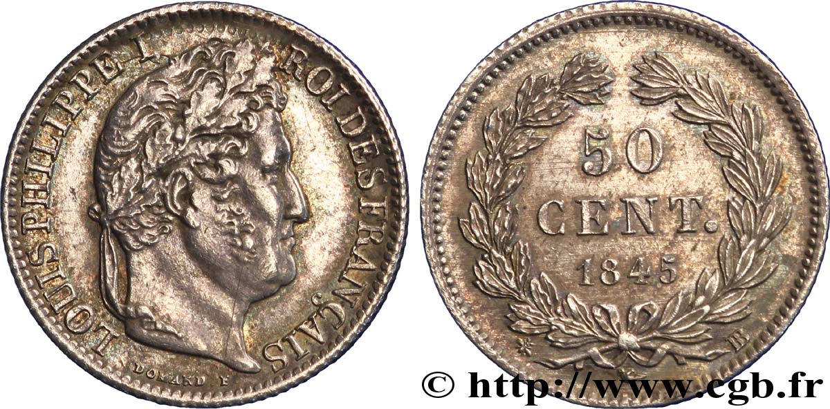 50 centimes Louis-Philippe 1845 Strasbourg F.183/3 BB 