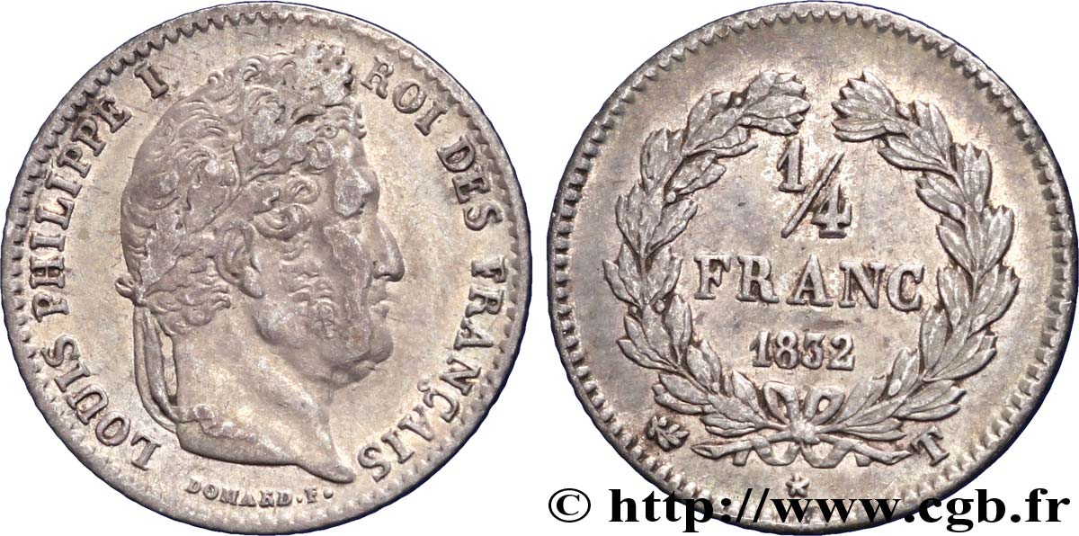 1/4 franc Louis-Philippe 1832 Nantes F.166/27 TTB 