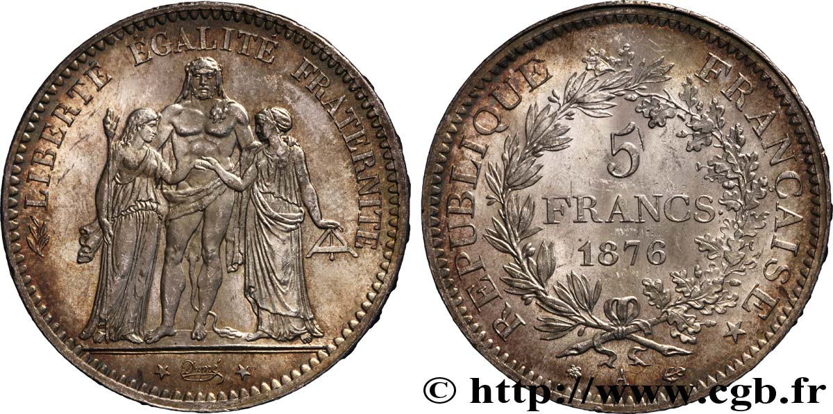 5 francs Hercule 1876 Paris F.334/17 fST 