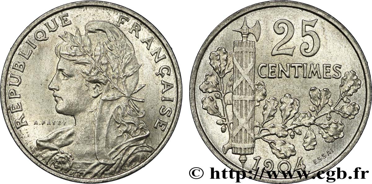 Essai de 25 centimes Patey, 2e type 1904 Paris VG.4526  MS 