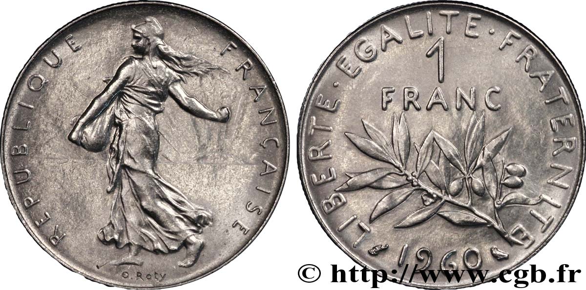 1 franc Semeuse, nickel 1960 Paris F.226/4 AU 