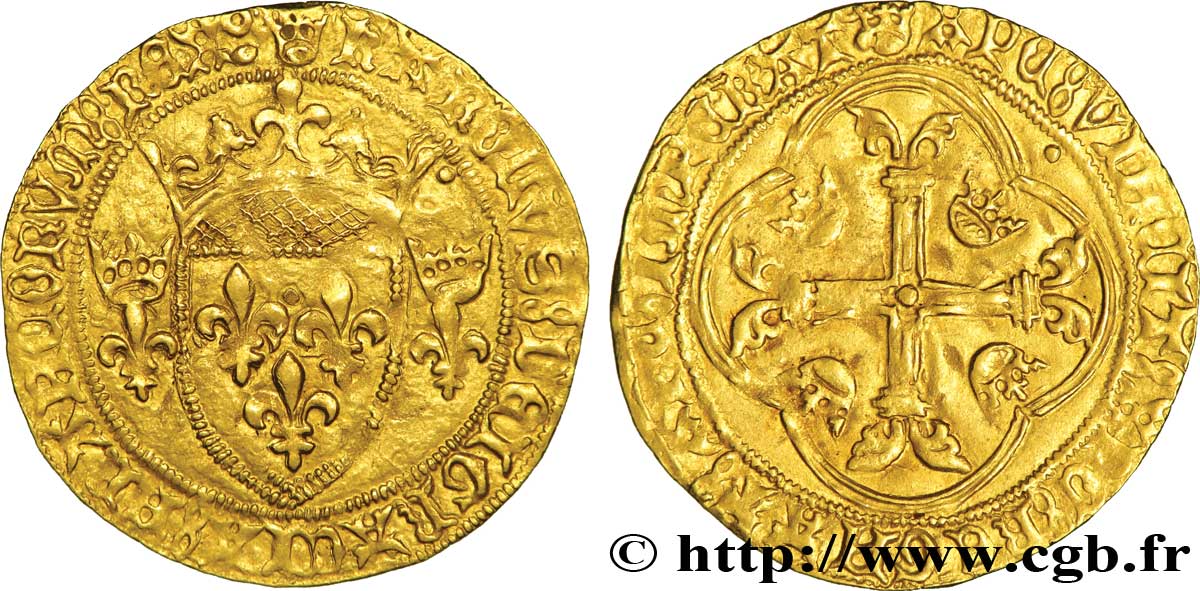 CHARLES VII LE VICTORIEUX Écu d or à la couronne ou écu neuf 18/05/1450 Montpellier TTB