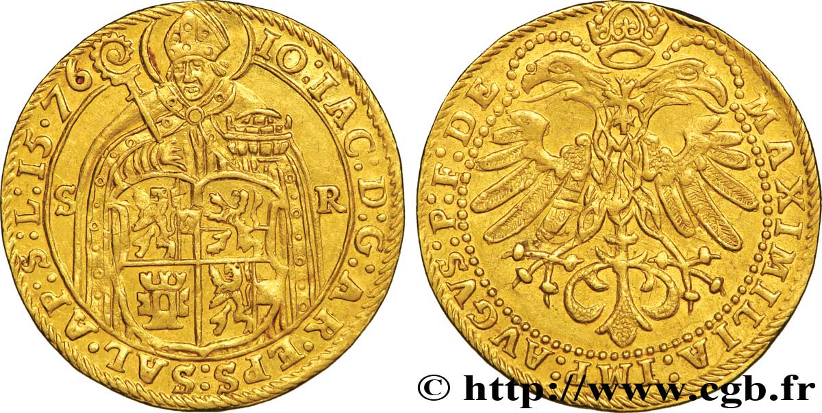 AUSTRIA - ARCHBISCHOPRIC OF SALZBURG - JOHANN JACOB KHUEN VON BELASI Double ducat (doppeldukaten) 1576 Salzbourg AU
