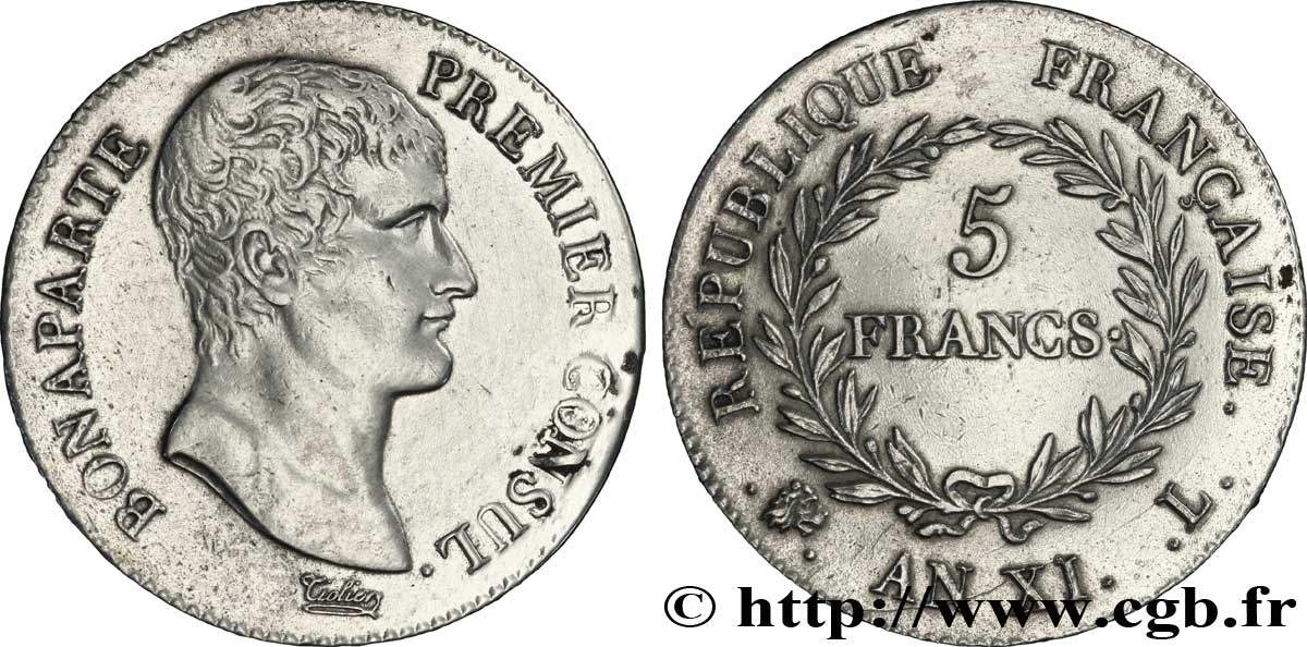 5 francs Bonaparte Premier Consul 1803 Bayonne F.301/4 TTB 