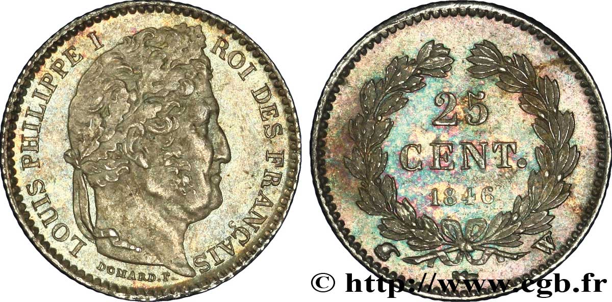 25 centimes Louis-Philippe 1846 Lille F.167/8 MS 