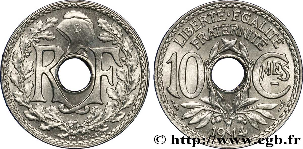 10 centimes Lindauer, Cmes souligné 1914 Paris F.137/2 SPL 