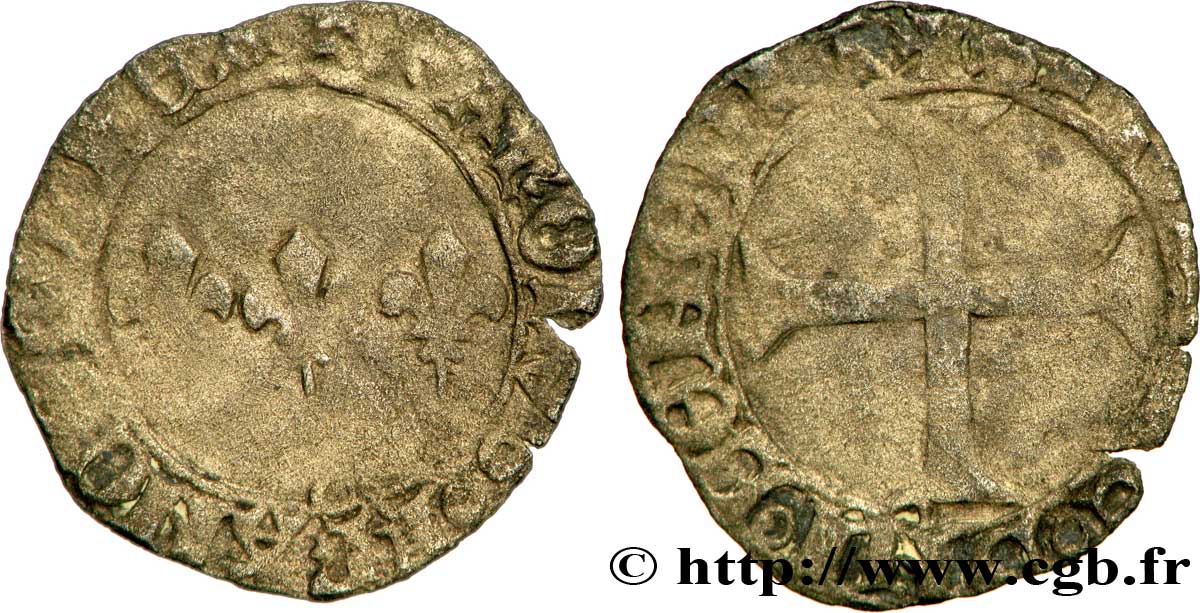CHARLES VII  THE WELL SERVED  Double tournois n.d. La Rochelle q.BB