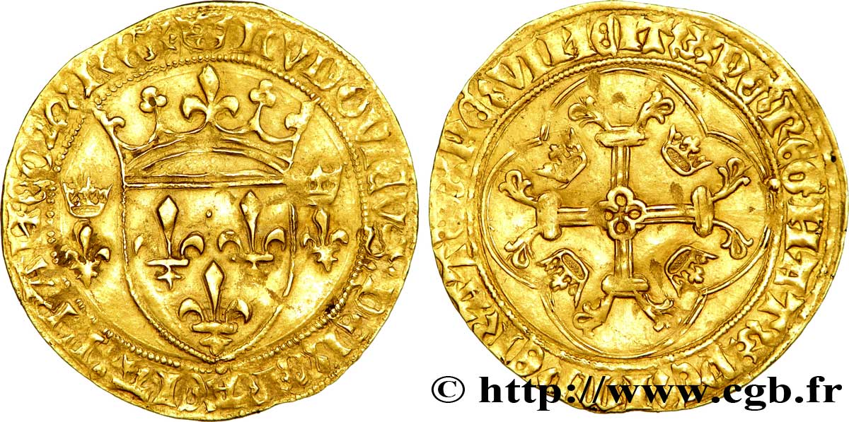 LOUIS XI THE  PRUDENT  Écu d or à la couronne ou écu neuf 31/12/1461 Rouen MBC