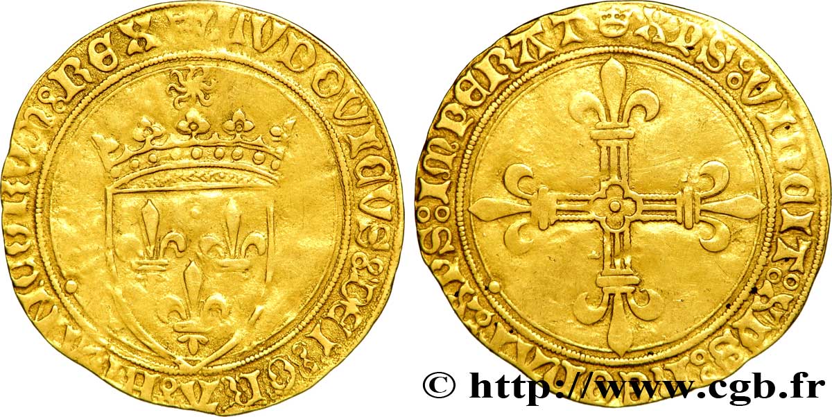 LOUIS XI THE  PRUDENT  Écu d or au soleil 02/11/1475 Saint-Lô XF