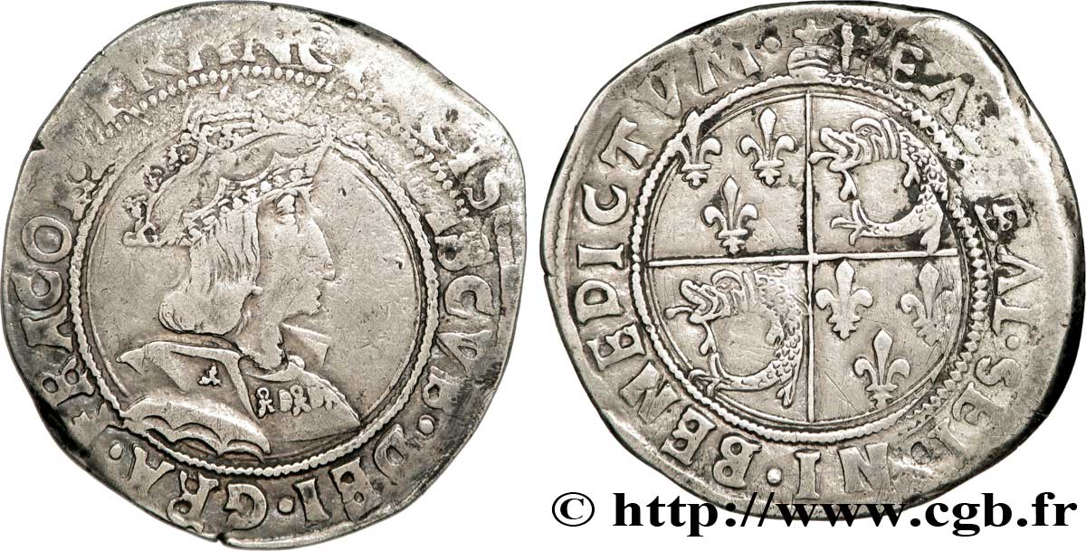 FRANCOIS I Teston du Dauphiné, 2e type n.d. Montélimar fSS/SS