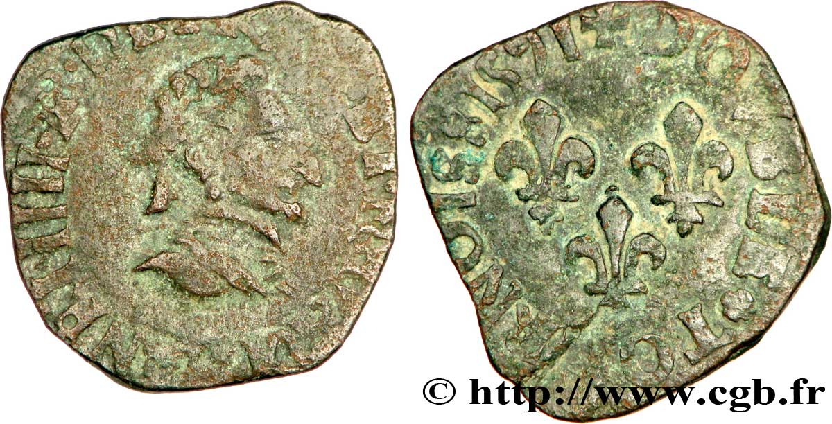 HENRY IV Double tournois, type de bordeaux 1591 Bordeaux VF/VF