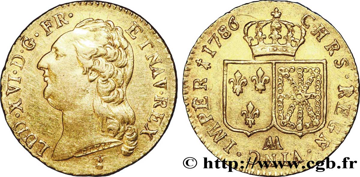 LOUIS XVI Louis d or aux écus accolés 1786 Metz BC+/MBC