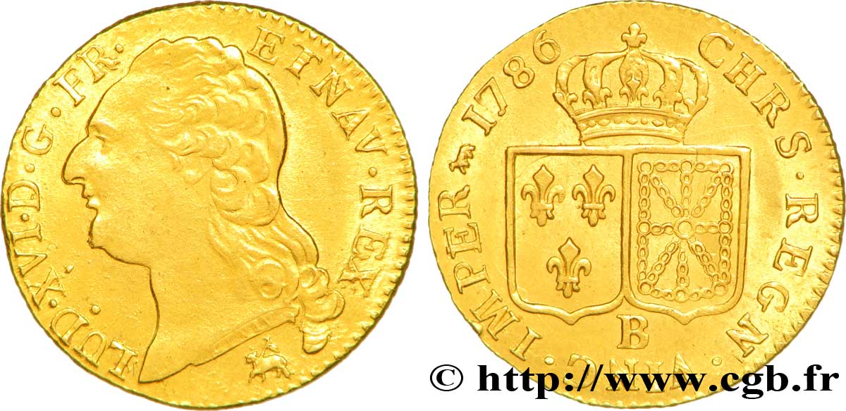 LOUIS XVI Louis d or aux écus accolés 1786 Rouen AU