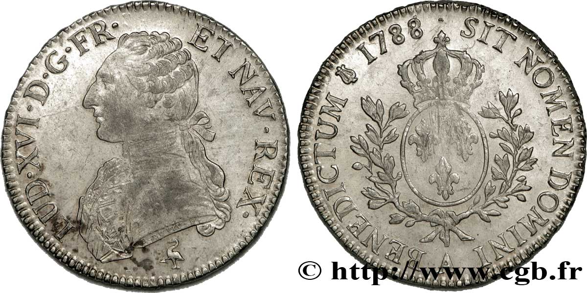 LOUIS XVI Écu dit “aux branches d olivier” 1788 Paris TTB+/SUP