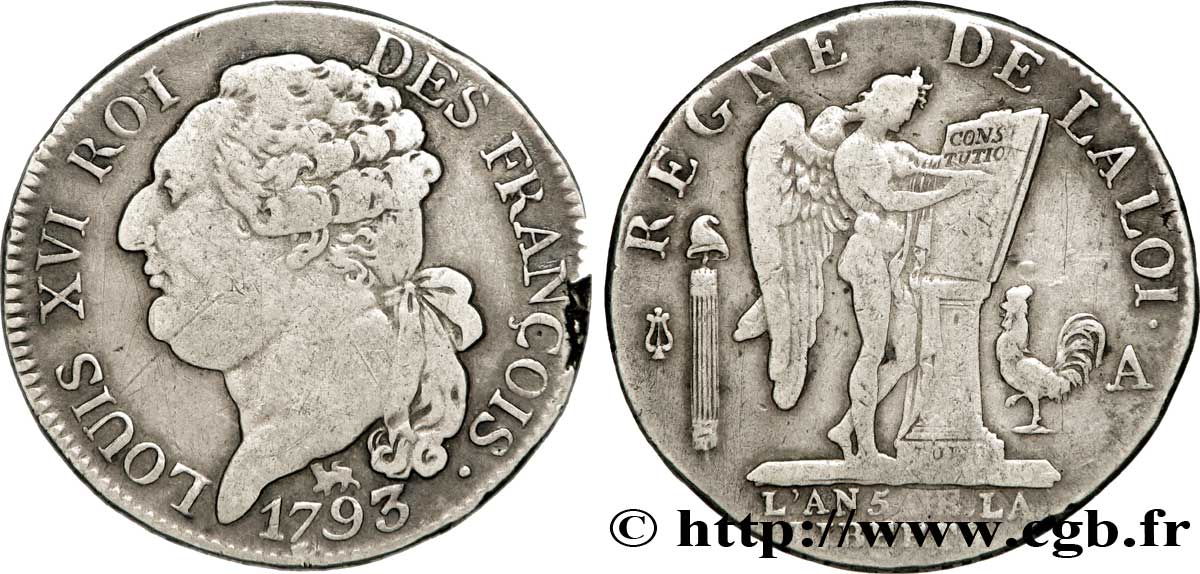LOUIS XVI Demi-écu dit  au génie , légende FRANÇOIS 1793 Paris fSS