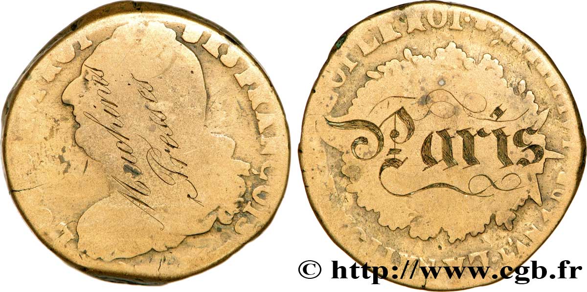 LOUIS XVI (MONARQUE CONSTITUTIONNEL)  2 sols dit  au faisceau , type FRANÇOIS, regravé PARIS et Machines presses 1793 Atelier indéterminé TB+/B+